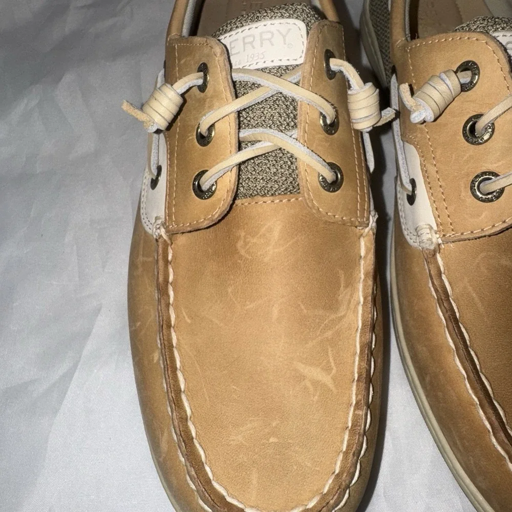 Sperry Top Sider‎ Preppy Boat Shoes Womens Size 12 Tan Leather Bluefish